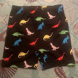 Multicolored Dinosaurs Black Biker Shorts